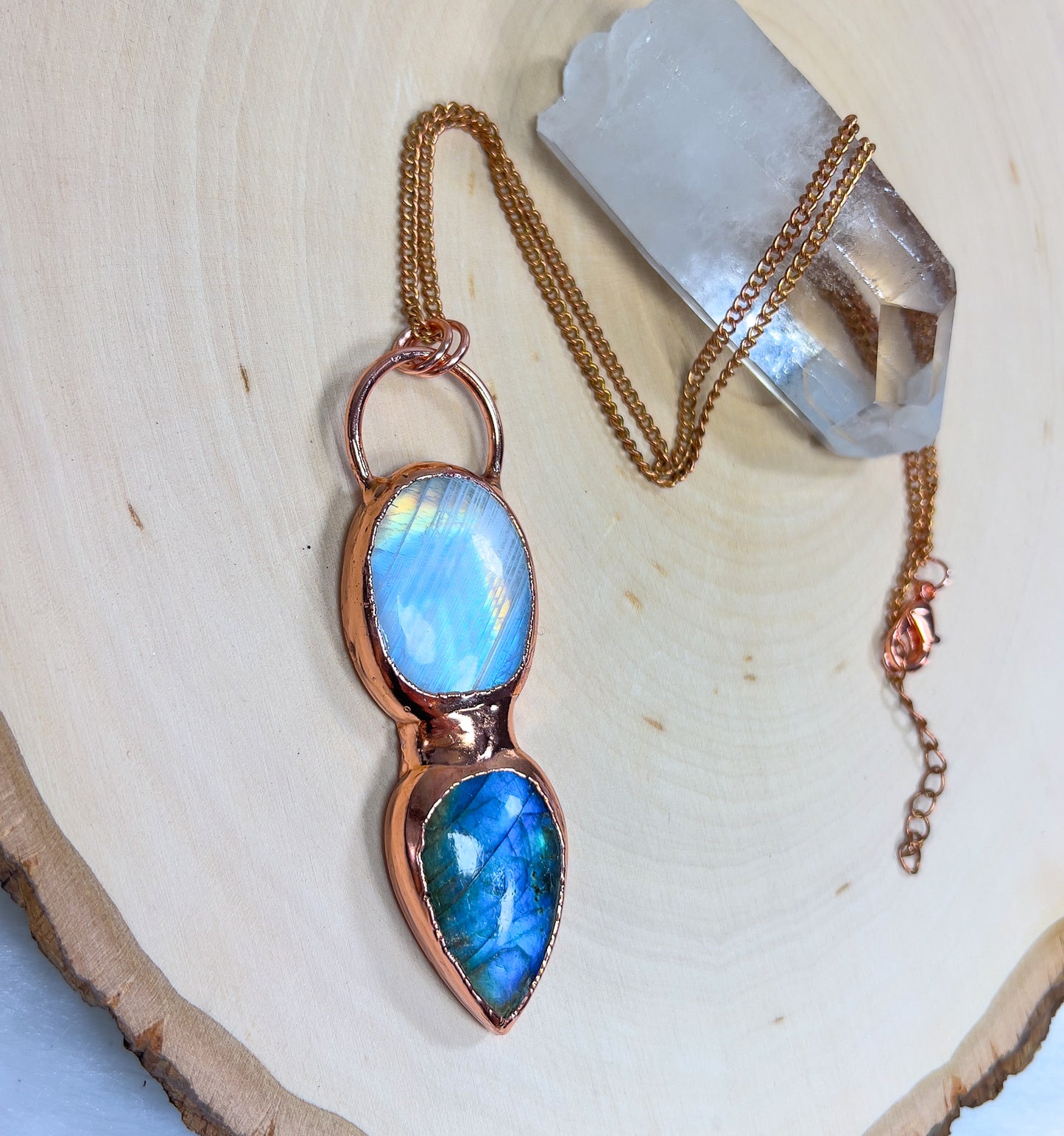 Rainbow Moonstone + Labradorite Necklace